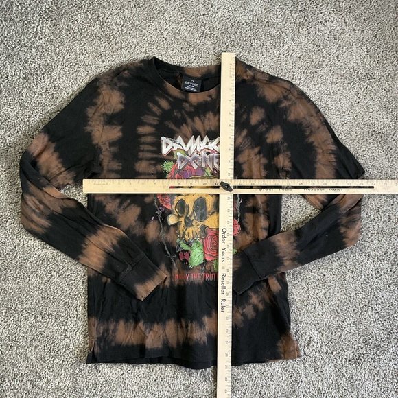 Empyre unisex black and brown tie Dye long sleeve shirt Damage Done Skull - Picture 4 of 10